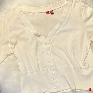 Esprit Vintage White Crop Button Up Shirt
